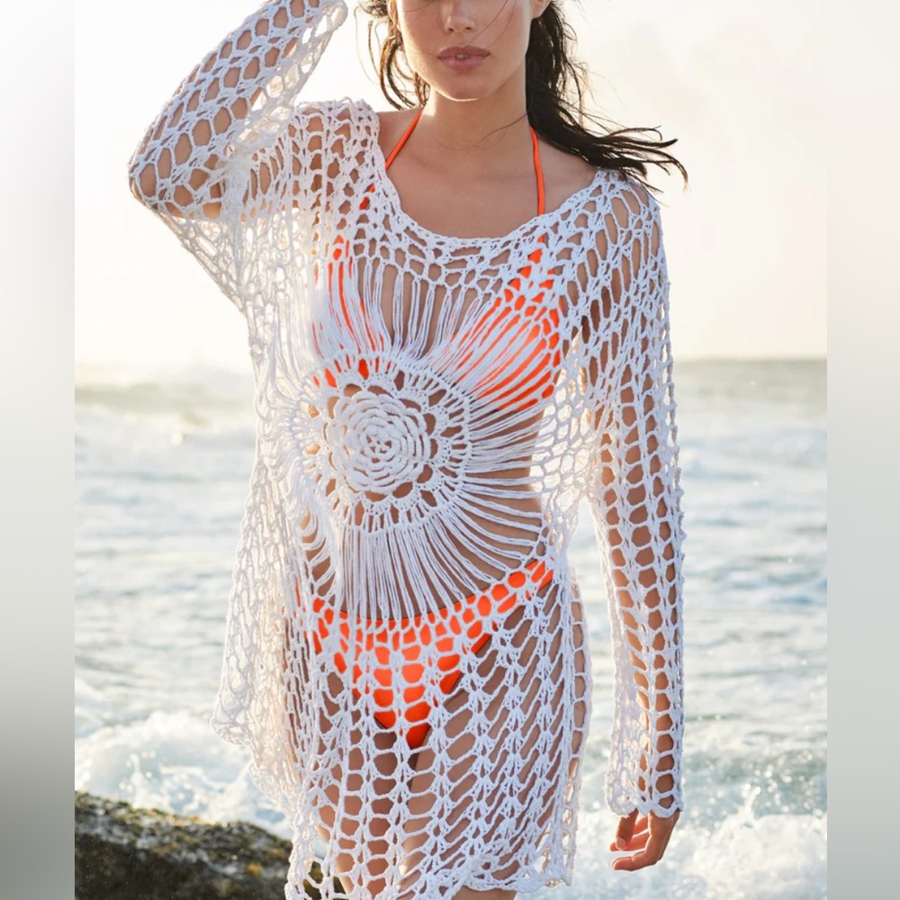 Crochet detail swim coverup